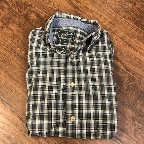 Men’s Cotton Long Sleeve Plaid Woolrich Button Down Shirt, Sz. M. - Picture 3 of 11